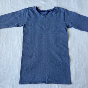 Alo Blue Ribbed Long Sleeve Workout Shirt